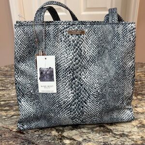 NWT Nine West Black and White Snake Print Tote